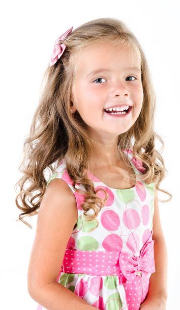 Happy cute little girl in princess dress isolated - Фото, зображення