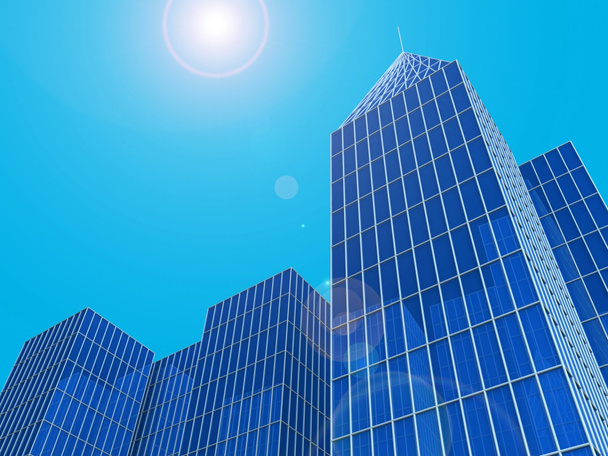 Современные стеклянные силуэты небоскребов
 - Фото, изображение