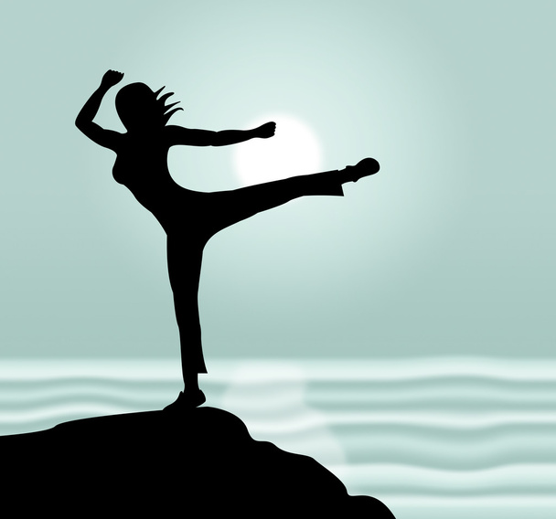 Pose de yoga montre la relaxation illumination et le corps
 - Photo, image