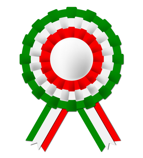Roseta italiana indica bandera ondeante e insignia
 - Foto, imagen