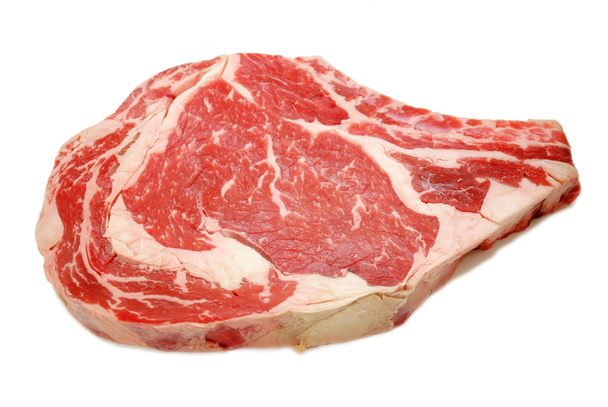άπαχο βιολογικό βοδινό κρέας μπριζόλα απομονωθεί σε λευκό - Φωτογραφία, εικόνα