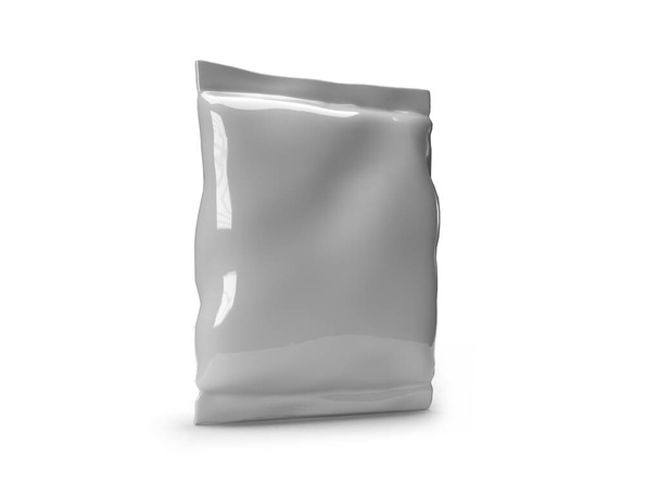 Пищевые пакетики Упаковка 3D иллюстрации Сцена макета на изолированном фоне - Фото, изображение