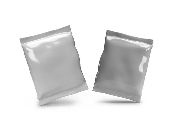 Paquete de sobres de alimentos Escena de burla de ilustración 3D sobre fondo aislado - Foto, imagen