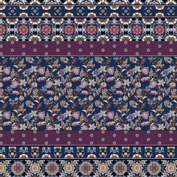 элегантный этнический рисунок границы с цветочными элементами boho, идеально подходит для ткани и украшения - Фото, изображение