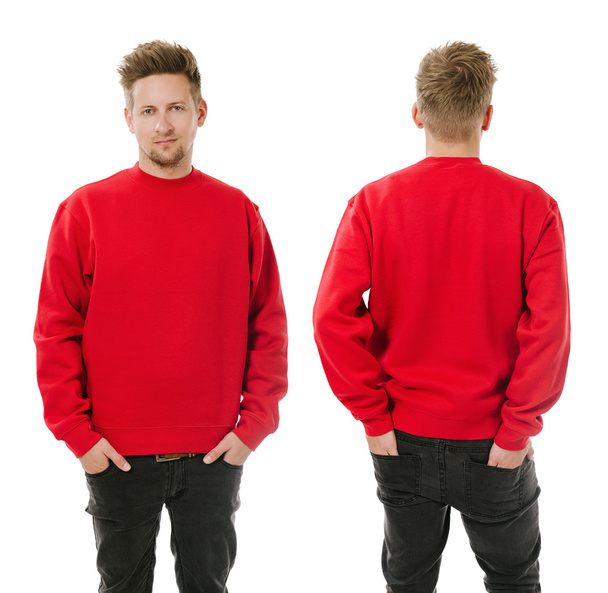 Man posing with blank red sweatshirt - Foto, immagini