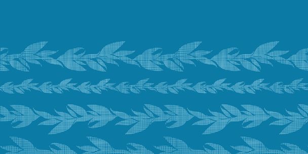 Blue vines stripes textile textured horizontal seamless pattern background - Vector, imagen