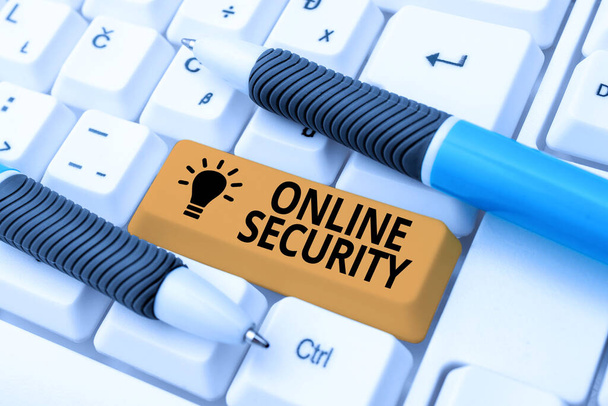 テキストを表示するオンラインセキュリティ。ビジネスは、インターネット上の攻撃から保護するためのルールを紹介オンライン観光ガイドブックを入力し、インターネットのアイデアやデザインを検索 - 写真・画像