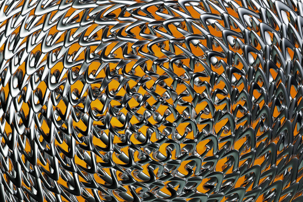 3D fekete fém háló illusztráció. Élénk kontraszt színű kézzel rajzolt dísz texturált háttér. - Fotó, kép
