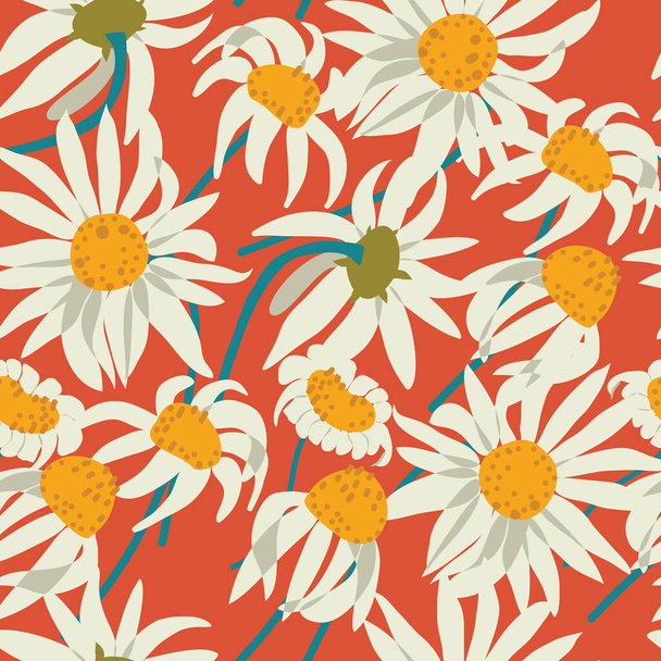 seamless decorative  pattern with camomile - Vector, afbeelding