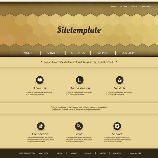 website sjabloon met abstracte header design - zeshoekig patroon - Vector, afbeelding