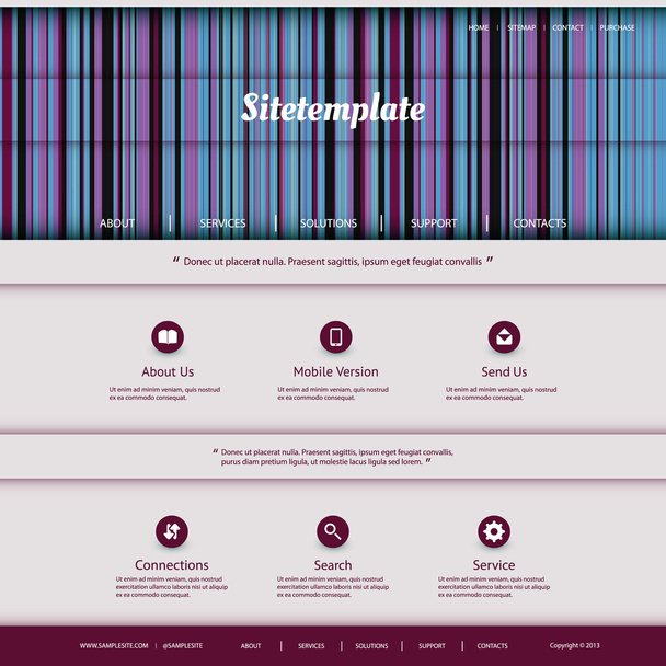 Шаблон сайта с абстрактным дизайном заголовка - вертикальные полосы
 - Вектор,изображение