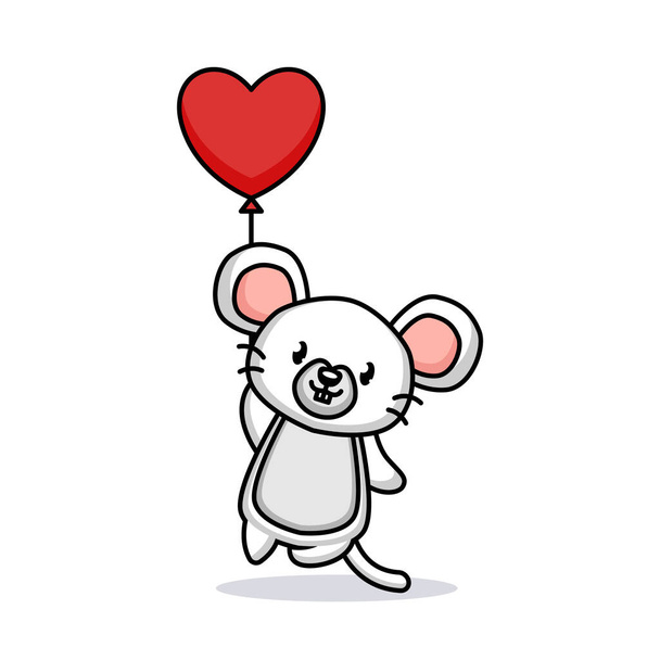 Linda pareja de ratón en el Día de San Valentín - Vector, Imagen