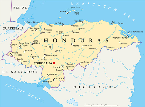 Honduras Poliittinen kartta
 - Vektori, kuva