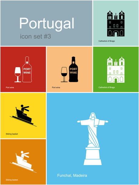ikonok-ból Portugália - Vektor, kép