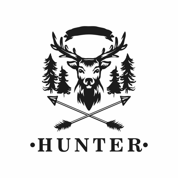 Σχεδιασμός λογότυπου κυνηγού ελαφιών - Διάνυσμα, εικόνα