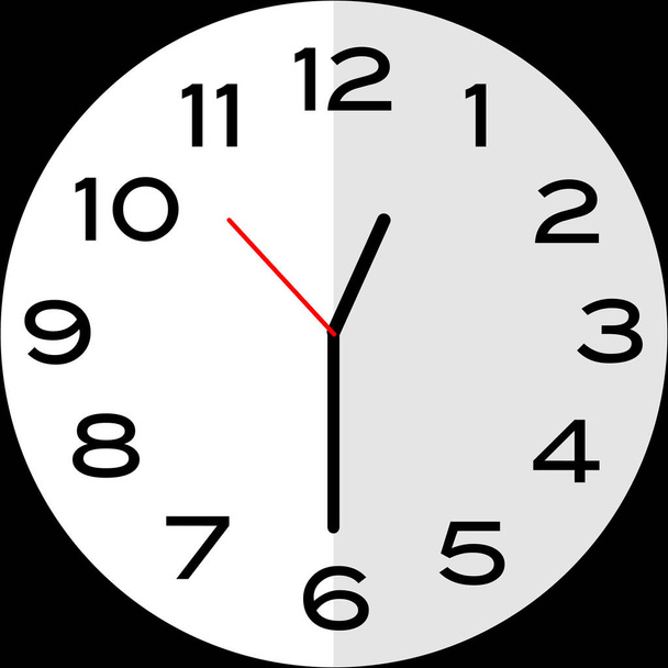 Half past 12 o'clock or thirthy minutes past twelve o'clock or Half past midnight analog clock. Icon design use illustration flat design - Vector, Image