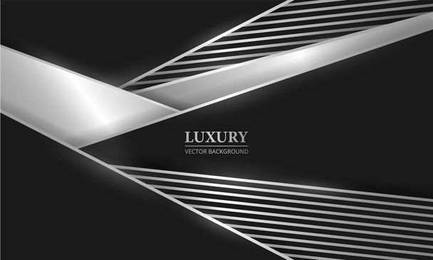 Abstraktní černé a stříbrné linie a tvary luxusní pozadí - Vektor, obrázek