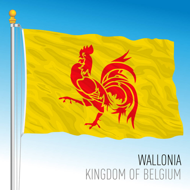 Vallonian alueellinen lippu, Belgian kuningaskunta, vektoriesimerkki - Vektori, kuva