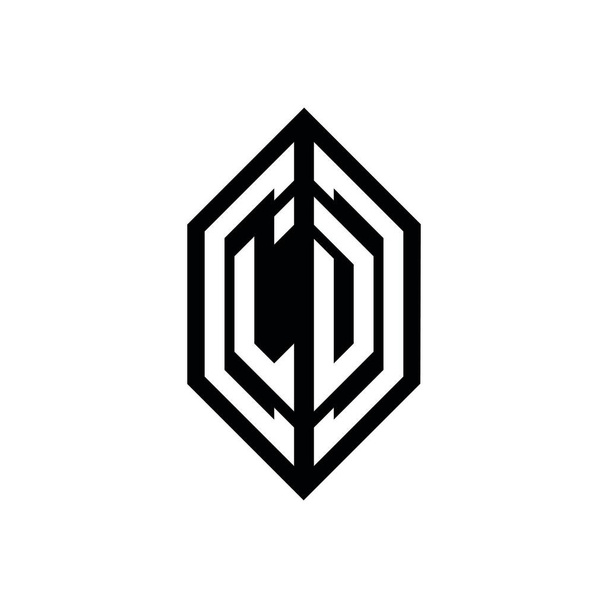 Beyaz arkaplanda izole edilmiş geometrik şekil vektör monogram tasarım şablonu olan LD logosu - Vektör, Görsel
