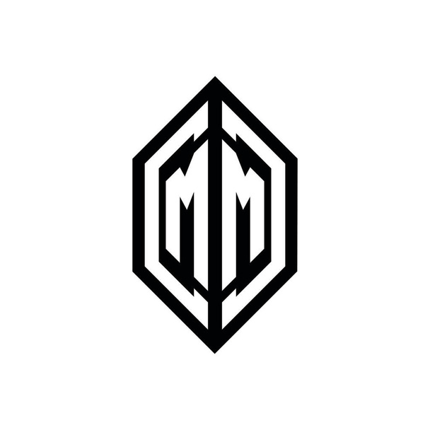 白い背景に隔離された幾何学的な形状ベクトルのモノグラムデザインテンプレートとMMのロゴ - ベクター画像