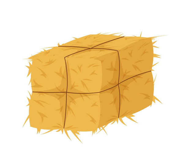 Un pajar cuadrado. Rollo vendado amarillo de hierba pajar compacto - Vector, imagen