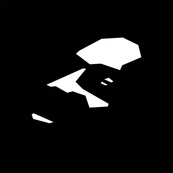 vettore ultra-minimalista luce-ombra stilizzato illustrazione di un uomo nero composto da semplici forme geometriche isolate su sfondo nero. utile per la stampa, poster sociale, articoli giornalistici. - Vettoriali, immagini