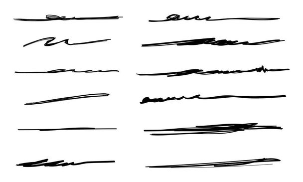 Set di linee disegnate a mano. Elemento di design Doodle con sottolineatura, scarabocchio, swash, swoops. vorticoso. illustrazione vettoriale - Vettoriali, immagini