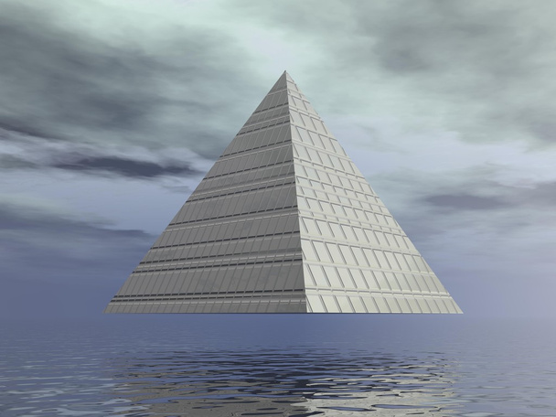 Metallic pyramid - 3D render - Photo, Image
