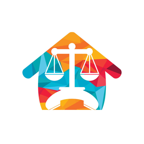 Law call vector logo design template. Handset and balance with home icon design. - Vector, Image