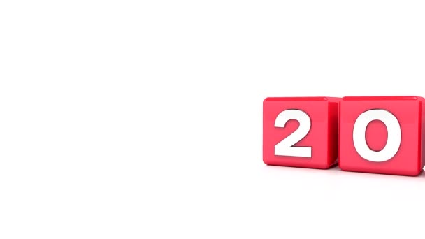 2021年22年を背景にした赤い立方体の動画アニメーションは、 2022年の新年を表しています。 - 映像、動画