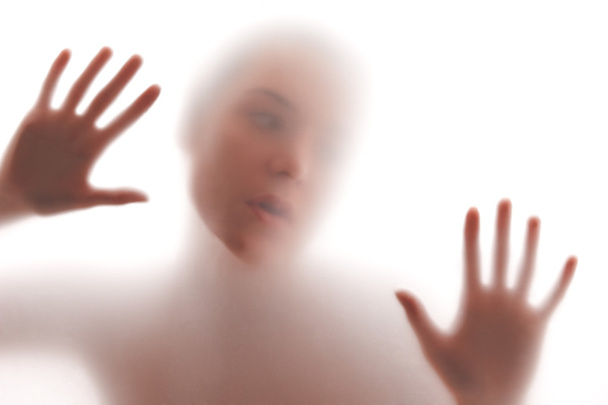 Silhouette of female on white - Фото, изображение
