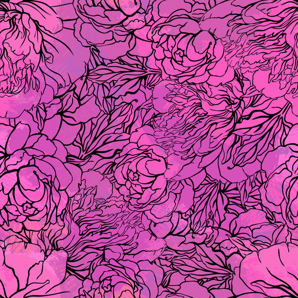 Cute romantic vector background with peonies. Enchanted Vintage Flowers. Hand drawn artistic vector illustration. - Διάνυσμα, εικόνα