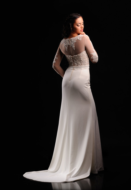 Portrait of Beautiful Woman white  Dress - Zdjęcie, obraz