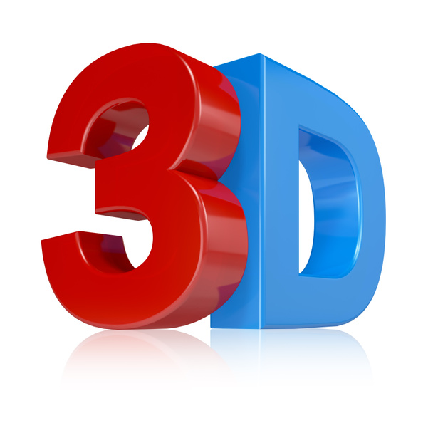 3D απεικόνιση σε κόκκινο και μπλε σε άσπρο φόντο - Φωτογραφία, εικόνα