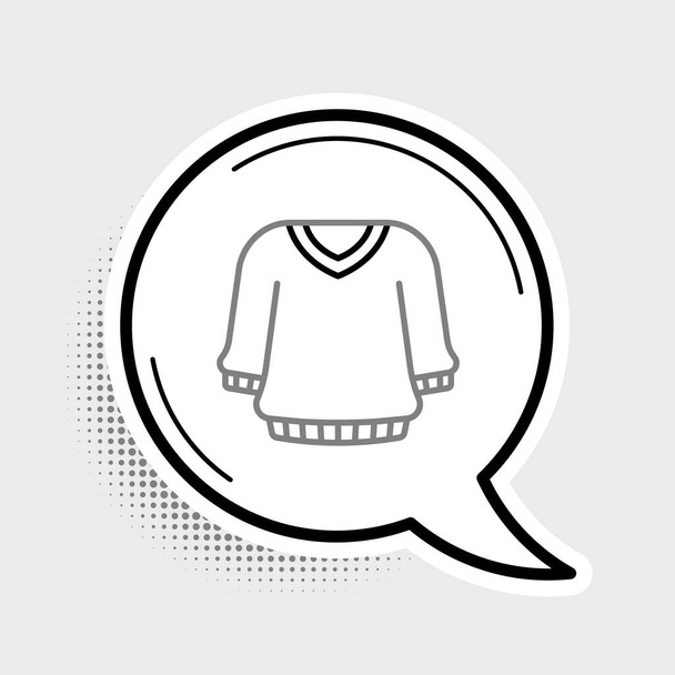 Line Sweater icoon geïsoleerd op grijze achtergrond. Pullover icoon. Sweatshirt bordje. Kleurrijk concept. Vector - Vector, afbeelding