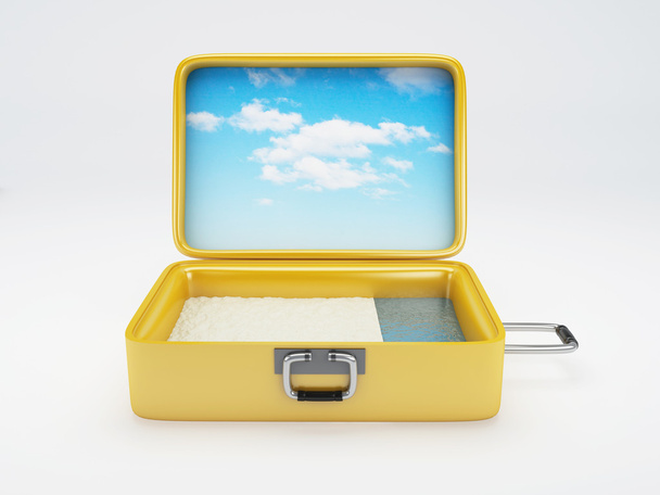 Travel suitcase. beach vacation. isolated white - Zdjęcie, obraz