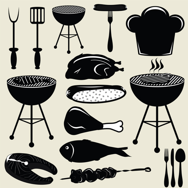 Set icons barbecue grill - Vector, Image