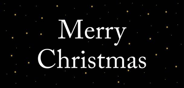 Simple banner Merry Christmas design, text white and background black - Вектор,изображение