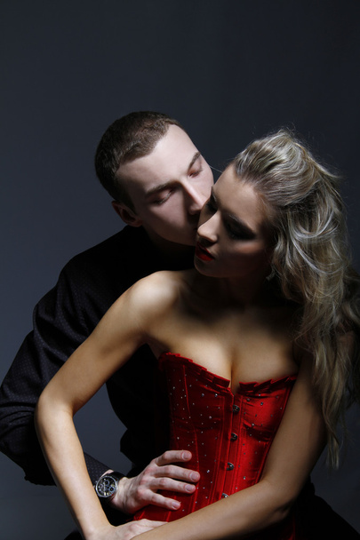 Man kissing woman in her neck - Photo, Image