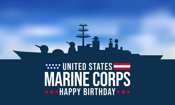 U.S. Marine Corps Birthday obchodzone jest co roku 10 listopada w całych Stanach Zjednoczonych Ameryki, aby okazać uznanie dla US Marines. Ilustracja wektora - Wektor, obraz