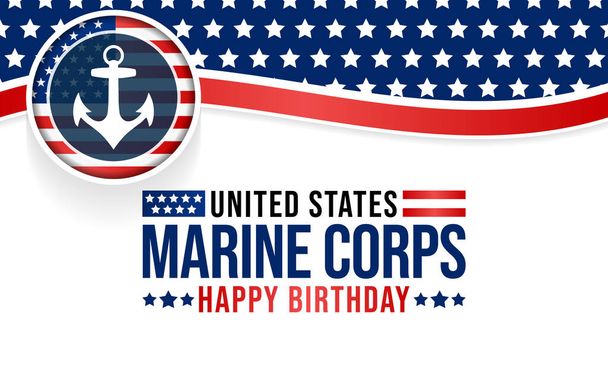 День рождения Корпуса морской пехоты США отмечается ежегодно 10 ноября по всей территории Соединенных Штатов Америки, чтобы выразить признательность морской пехоте США. Векторная иллюстрация - Вектор,изображение