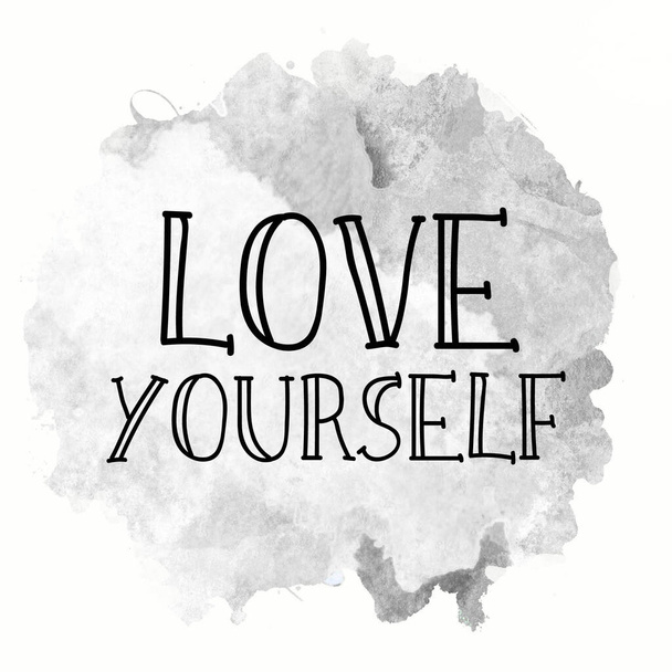 love yourself text on abstract colorful background - Photo, Image