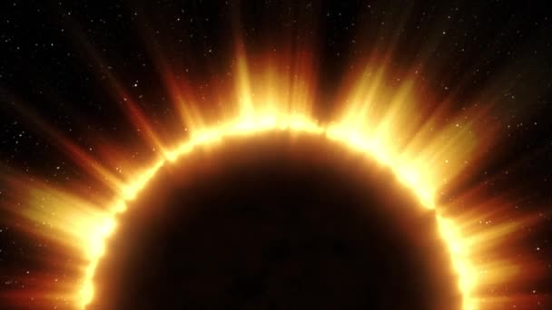 Efecto total del eclipse solar. La luna cubre el sol. animación 3d - Imágenes, Vídeo