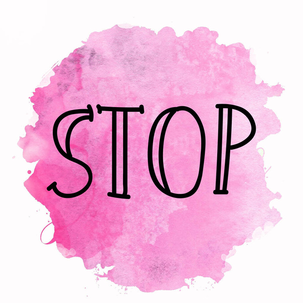 stop text on abstract colorful background - Foto, Imagen