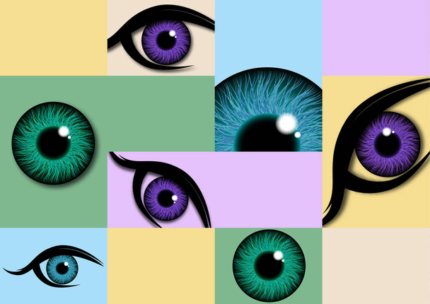Bright geometric banner. Eye, pupil, see. Creative design for banner, flyer Vector illustration - Vector, Image
