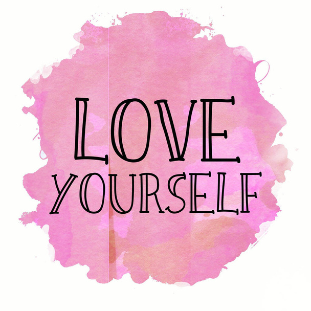 αγάπη τον εαυτό σας κείμενο σε αφηρημένη πολύχρωμο φόντο - Φωτογραφία, εικόνα