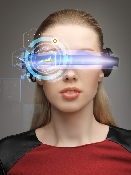 woman in futuristic glasses - Фото, изображение