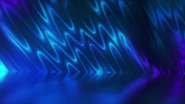 Abstrakcyjny 3d renderowania holograficzne powierzchni oleju tło, folii falistej powierzchni, fale i fale, ultrafioletowe nowoczesne światło, neon niebieskie spektrum kolorów. - Materiał filmowy, wideo