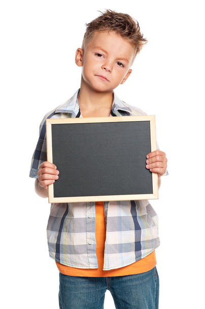 Boy with small blackboard - Foto, Imagen
