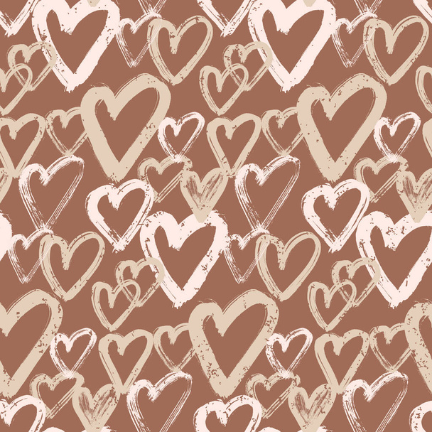 Heart seamless pattern. Modern hand drawn vector background. - Vector, imagen